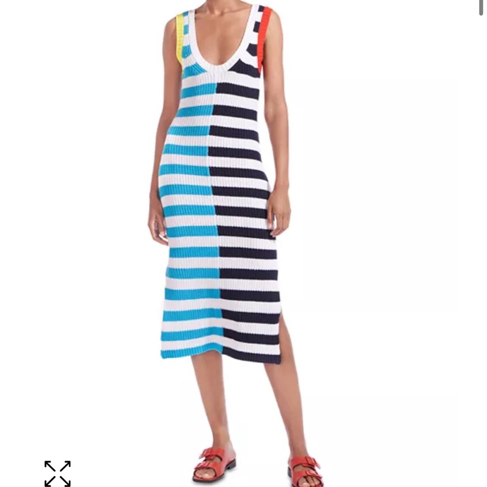 STAUD Multicolor Striped Midi Dress